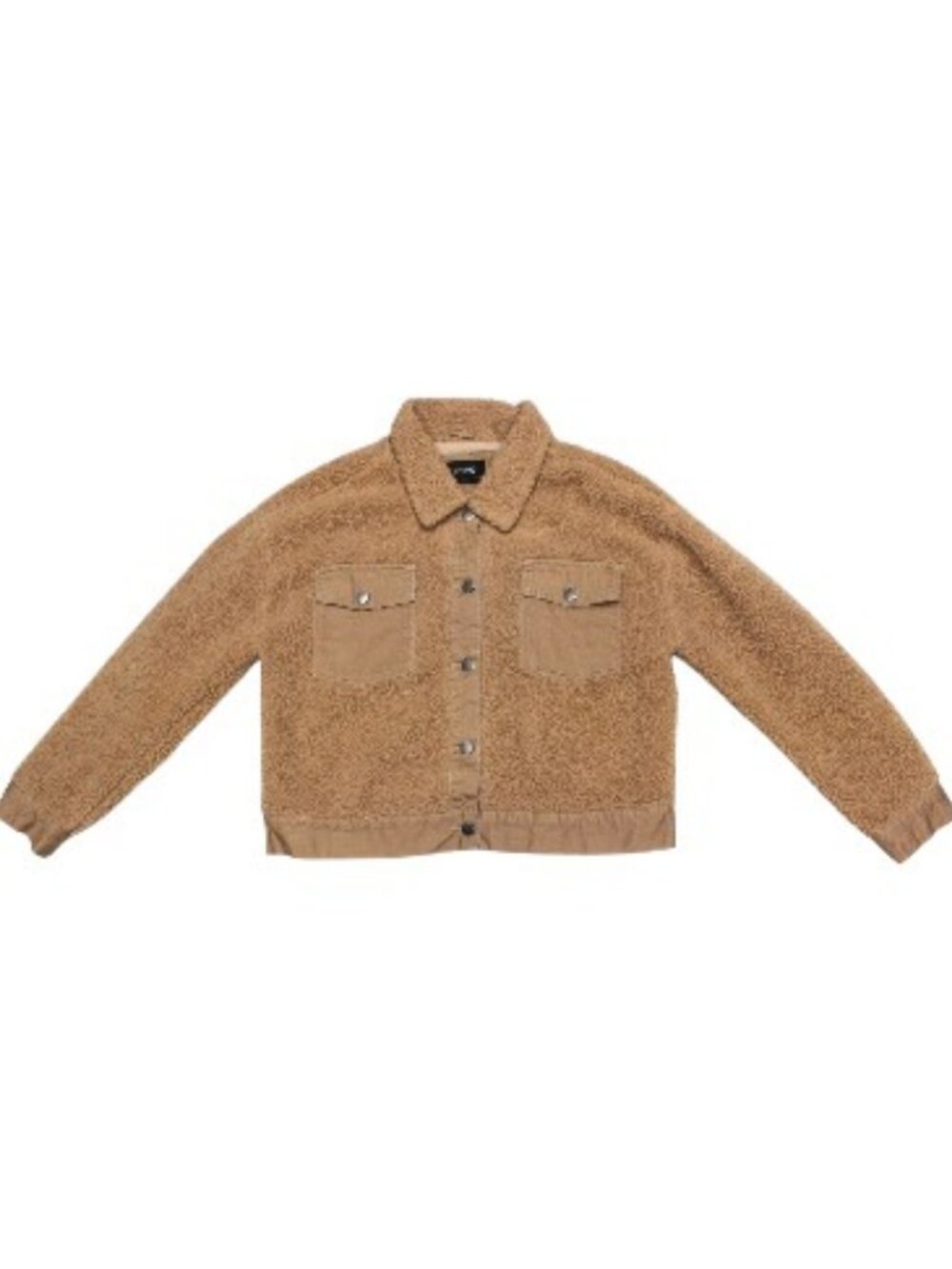 Stoosh button front sherpa jacket tan women's size L